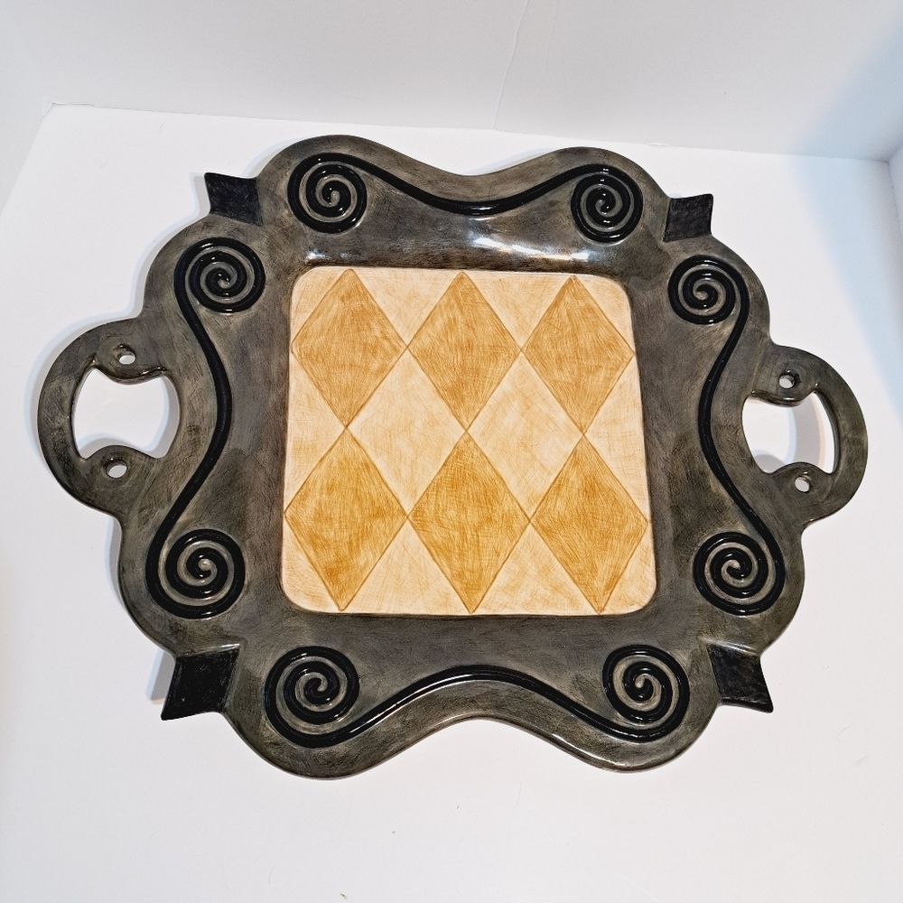 Vintage Deb Hrabik 2001 Ceramic Harley Quinn‎ Pattern Serving Platter
